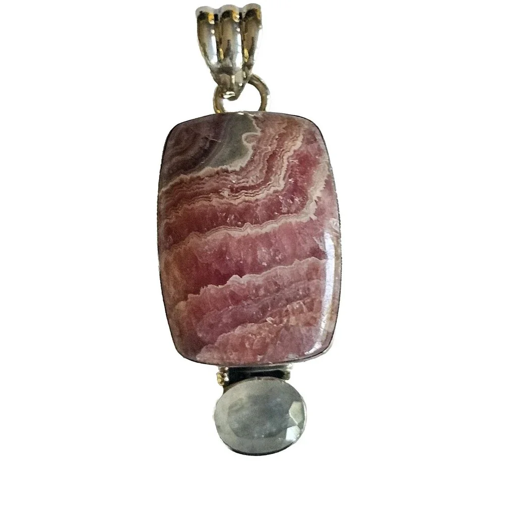 925 Sterling Silver and Rhodochrosite Pendant Quartz Jewelry